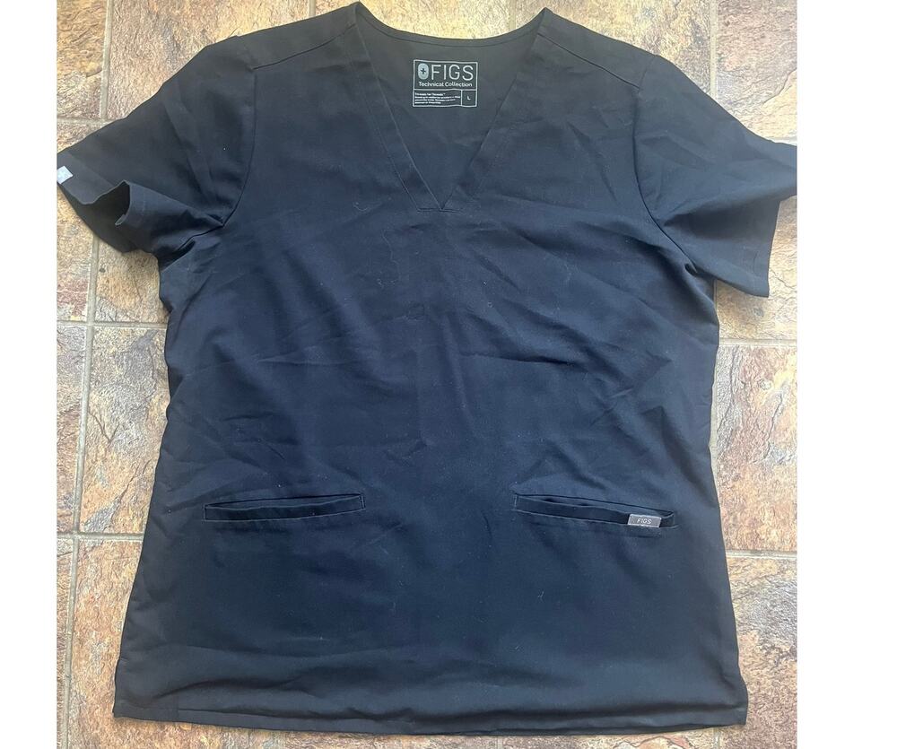 FIGS Technical Collection Scrub Top | Size Large | Black | EUC